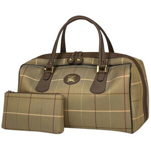 Burberry logo Boston bag handbag check canvas brown multicolor